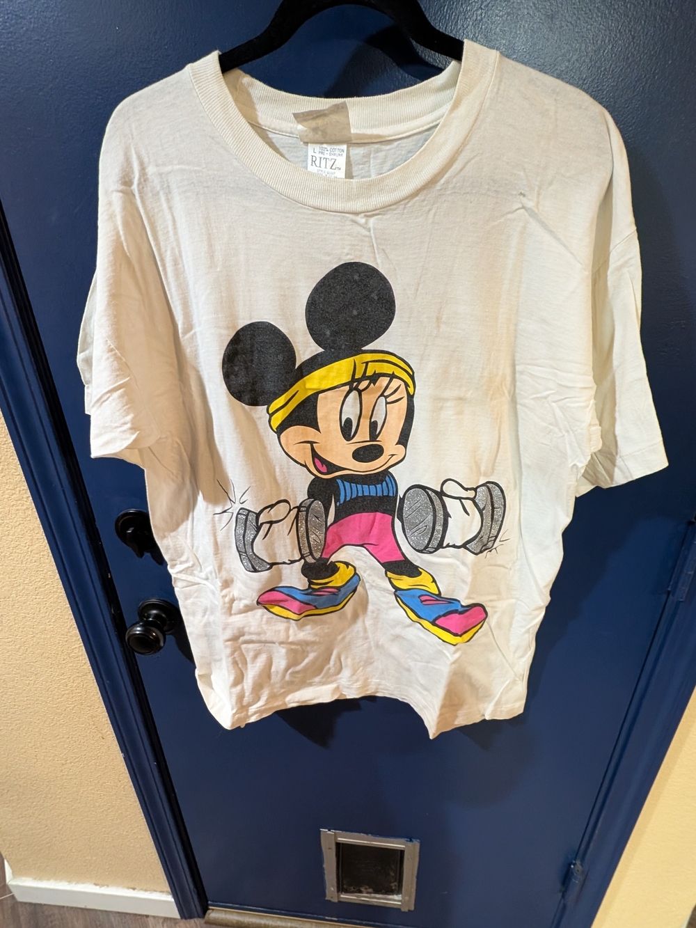 Cream Graphic Kids T-Shirt with Minnie Workout Print